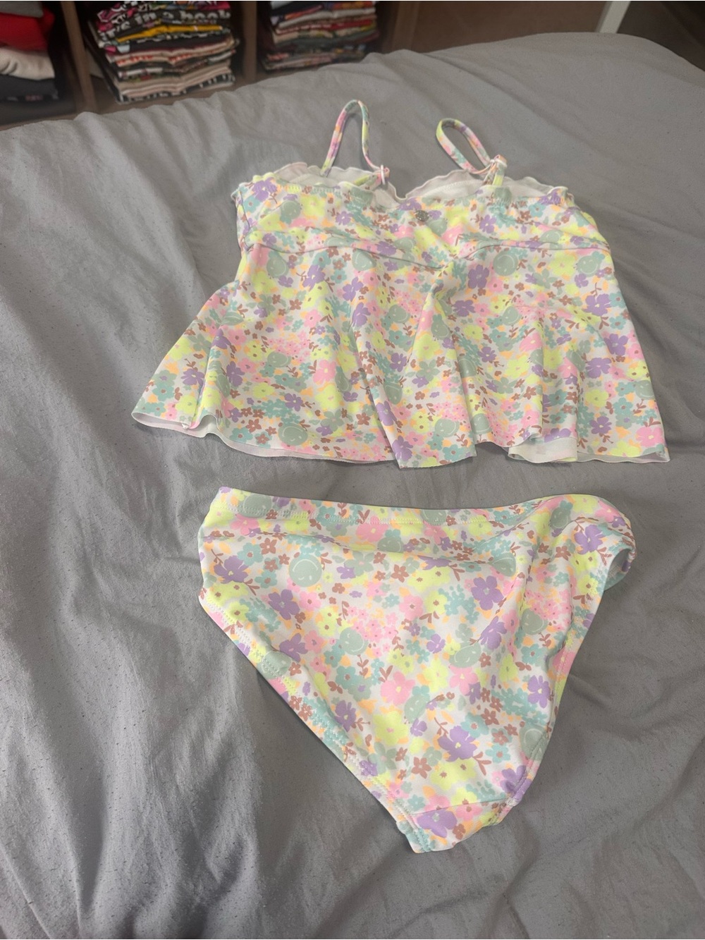 Justice Pastel Floral Tankini with Lavender, Mint, Yellow, Pink, and Cream